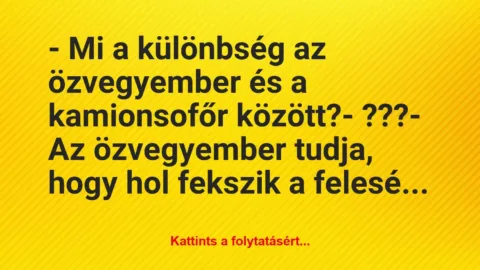 Vicc: – Mi a különbség az özvegyember és a kamionsofőr között?

-…