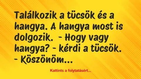 Vicc: Találkozik a tücsök és a hangya. A hangya most is dolgozik.

-…