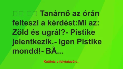 Vicc: 
		  
		  Tanárnő az órán felteszi a kérdést:Mi az:…
