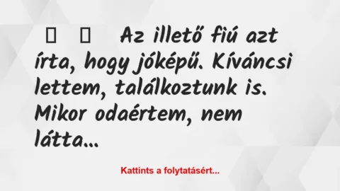 Vicces történet: 
	    	    


Az illető fiú azt írta, hogy jóképű….