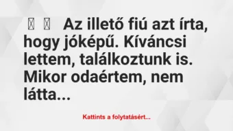 Vicces történet: 
	    	    


Az illető fiú azt írta, hogy jóképű….