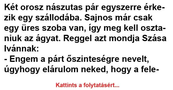Két orosz nászutas pár egyszerre érkezik egy szállodába Két orosz nászutas pár egyszerre érkezik egy szállodába