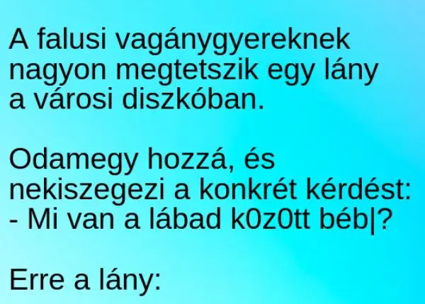 Vicc: A falusi vagánygyereknek nagyon megtetszik egy lány a városi... Vicc: A falusi vagánygyereknek nagyon megtetszik egy lány a városi…