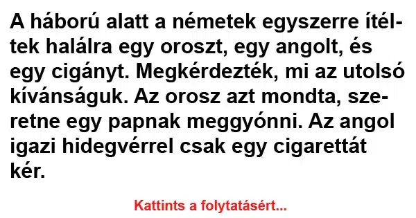 Vicc: A háború alatt a németek egyszerre ítéltek halálra Vicc: A háború alatt a németek egyszerre ítéltek halálra