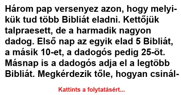 Vicc: Három pap versenyez Vicc: Három pap versenyez