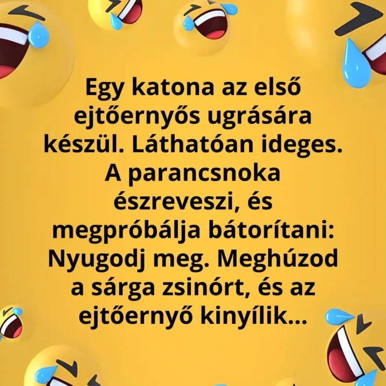 Vicc: VICC: Egy katona az első ejtőernyős ugrására készül