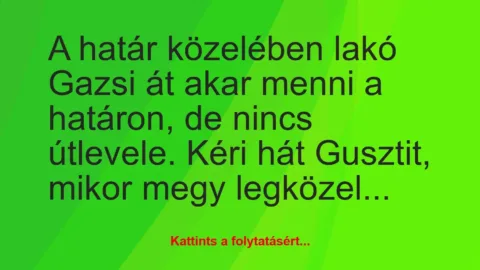 Vicc: A határ közelében lakó Gazsi át akar menni a határon, de nincs…