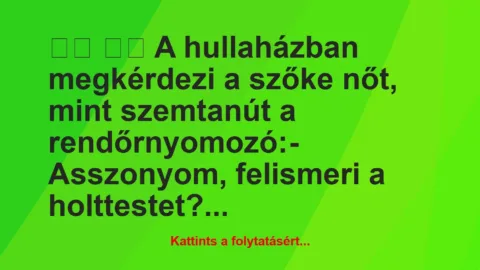 Vicc: 
		  
		  A hullaházban megkérdezi a szőke nőt, mint…