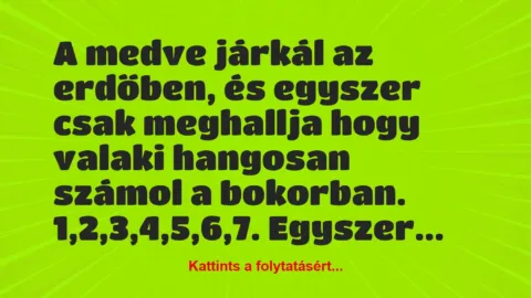Vicc: A medve járkál az erdőben, és egyszer csak meghallja hogy valaki…