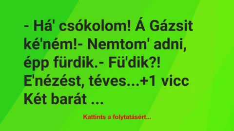 Vicc: – Há’ csókolom! Á Gázsit ké’ném!

– Nemtom’ adni, épp…