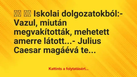 Vicc: 
		  
		  Iskolai dolgozatokból:- Vazul, miután…