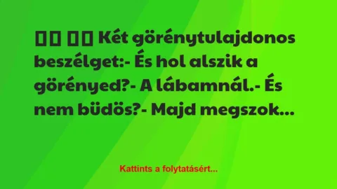 Vicc: 
		  
		  Két görénytulajdonos beszélget:- És hol…