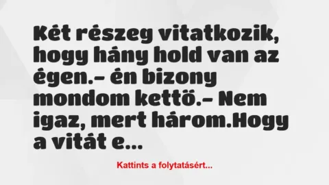 Vicc: Két részeg vitatkozik, hogy hány hold van az égen.

– én bizony…