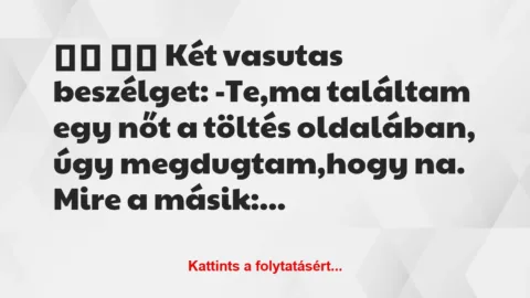 Vicc: 
		  
		  Két vasutas beszélget: -Te,ma találtam egy…
