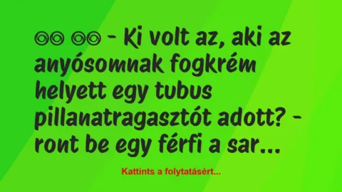 Vicc: 
		  
		  – Ki volt az, aki az anyósomnak fogkrém helyett…