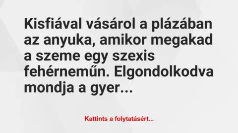 Vicc: Kisfiával vásárol a plázában az anyuka, amikor megakad a szeme egy…