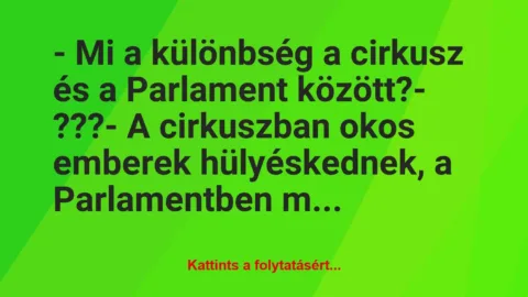 Vicc: – Mi a különbség a cirkusz és a Parlament között?

– ???

– A…