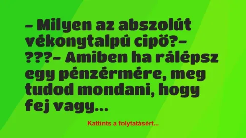 Vicc: – Milyen az abszolút vékonytalpú cipő?

– ???

– Amiben ha…