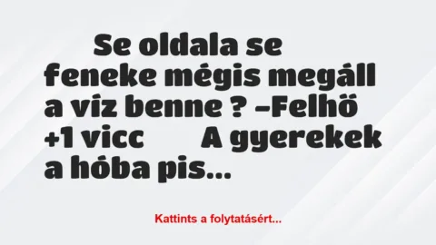 Vicc: 
		  
		  Se oldala se feneke mégis megáll a víz benne ?…