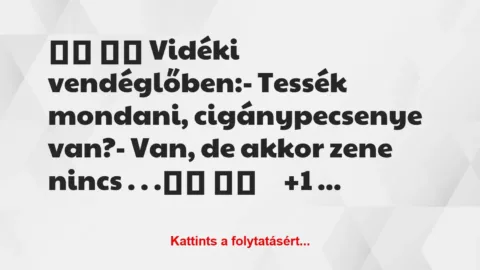 Vicc: 
		  
		  Vidéki vendéglőben:- Tessék mondani,…