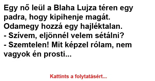 Vicc: Egy nő leül a Blaha Lujza téren egy padra Vicc: Egy nő leül a Blaha Lujza téren egy padra