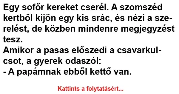 Vicc: Egy sofőr kereket cserél Vicc: Egy sofőr kereket cserél