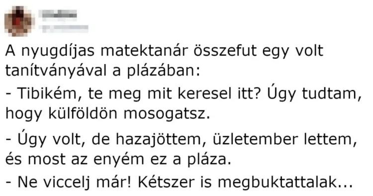 Vicc: POÉN: A nyugdíjas matektanár összefut egy volt tanítványával Vicc: POÉN: A nyugdíjas matektanár összefut egy volt tanítványával