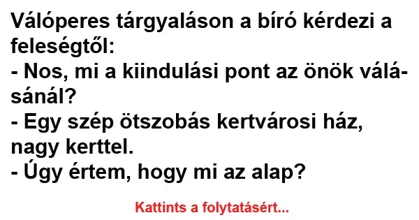 Vicc: Válóperes tárgyaláson a bíró kérdezi a feleségtől Vicc: Válóperes tárgyaláson a bíró kérdezi a feleségtől