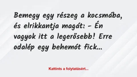 Vicc: Bemegy egy részeg a kocsmába, és elrikkantja magát:
– Én vagyok itt a…