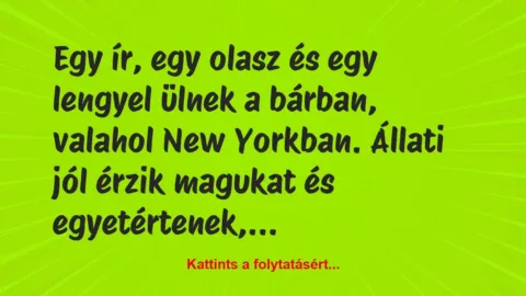 Vicc: Egy ír, egy olasz és egy lengyel ülnek a bárban, valahol New Yorkban….