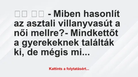 Vicc: 
		  
		  – Miben hasonlít az asztali villanyvasút a női…