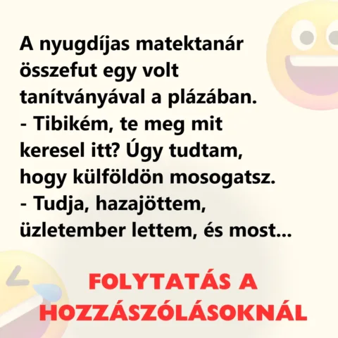 Vicc: A nyugdíjas matektanár összefut egy volt tanítványával a plázában