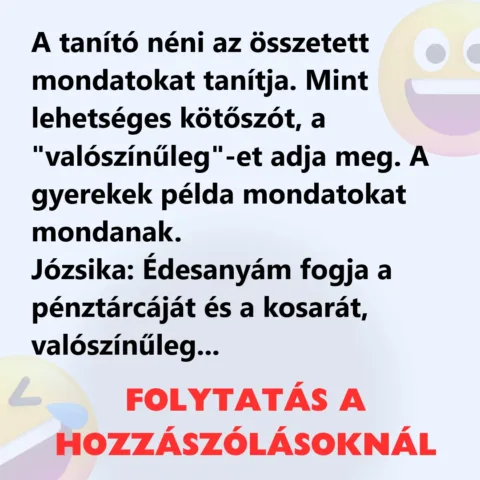Vicc: A tanító néni az összetett mondatokat tanítja