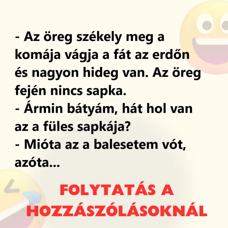Vicc: Az öreg székely meg a komája vágja a fát Vicc: Az öreg székely meg a komája vágja a fát az erdőn és nagyon hideg van