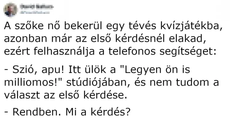 Vicc: POÉN: A szőke nő bekerül egy tévés kvízjátékba Vicc: POÉN: A szőke nő bekerül egy tévés kvízjátékba