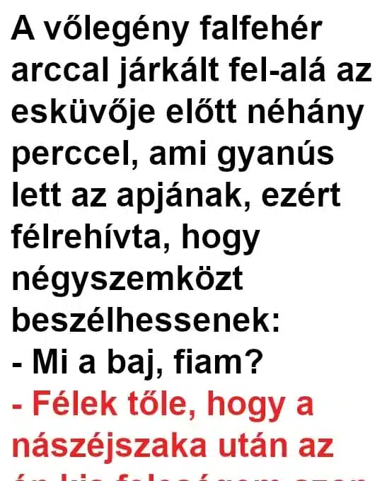 Vicc: POÉN: A vőlegénynek aggályai támadtak az esküvő előtt Vicc: POÉN: A vőlegénynek aggályai támadtak az esküvő előtt
