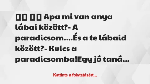Vicc: 
		  
		  Apa mi van anya lábai között?- A…