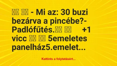 Vicc: 
		  
		  – Mi az: 30 buzi bezárva a pincébe?-…