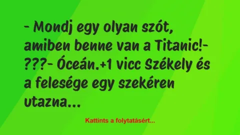 Vicc: – Mondj egy olyan szót, amiben benne van a Titanic!

– ???

-…