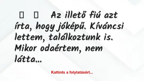 Vicces történet: 
	    	    


Az illető fiú azt írta, hogy jóképű….