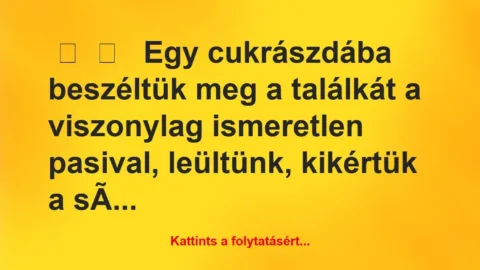 Vicces történet: 
	    	    


Egy cukrászdába beszéltük meg a…