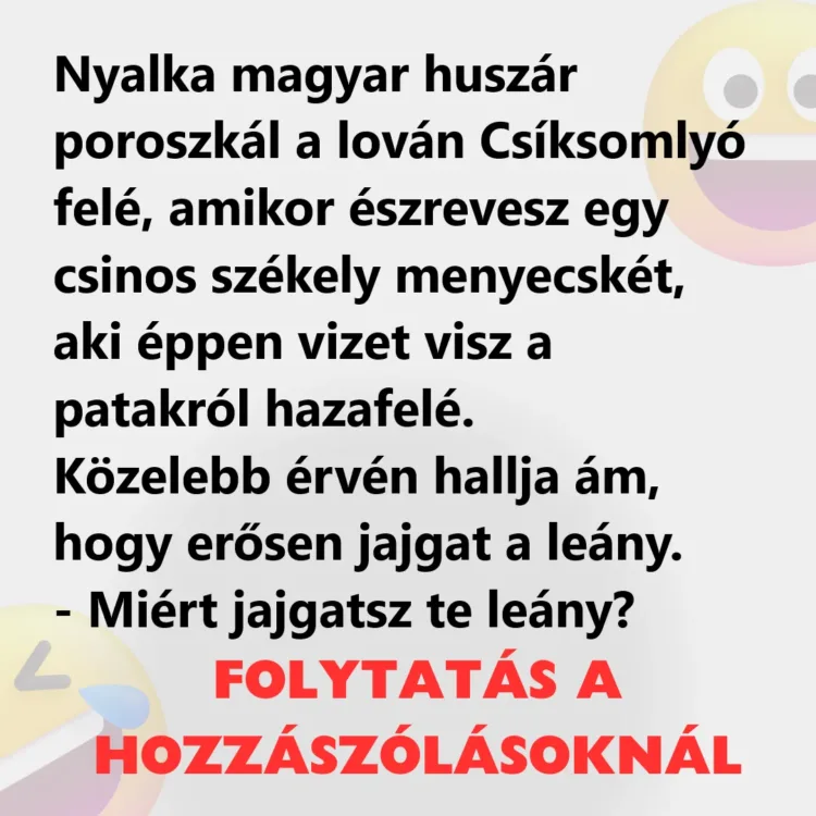 Nyalka magyar huszár poroszkál a lován Csíksomlyó felé Az ízig-vérig huszár és a székely menyecske játéka
