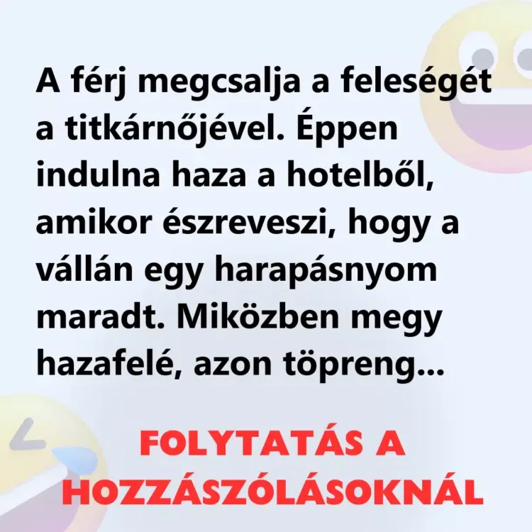 Vicc: A férj megcsalja a feleségét a titkárnőjével Vicc: A férj megcsalja a feleségét a titkárnőjével