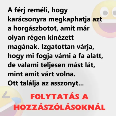 Vicc: A férj reméli, hogy karácsonyra megkaphatja a horgászbotot