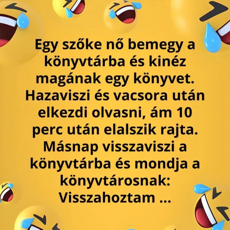 Vicc: A szőke nő kikölcsönöz a könyvtárból egy könyvet