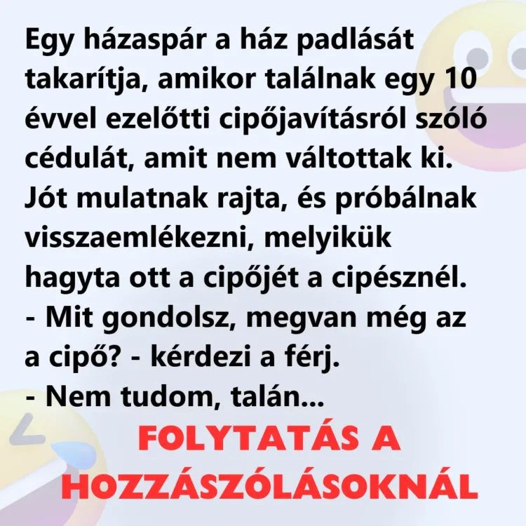 Vicc: Egy házaspár a ház padlását takarítja Vicc: Egy házaspár a ház padlását takarítja