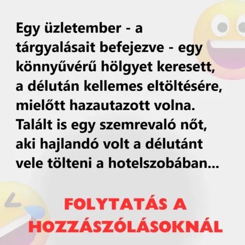 Vicc: Egy üzletember a tárgyalásait befejezve