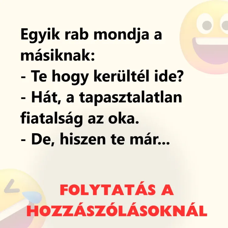 Vicc: Egyik rab mondja a másiknak: Vicc: Egyik rab mondja a másiknak: