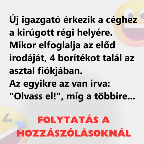 Vicc: Új igazgató érkezik a céghez a kirúgott régi helyére Vicc: Új igazgató érkezik a céghez a kirúgott régi helyére