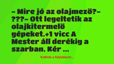 Vicc: – Mire jó az olajmező?

– ???

– Ott legeltetik az…